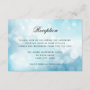 Carte D'accompagnement Réception de mariage Luxe Bleu Bokeh Paillettes Lu