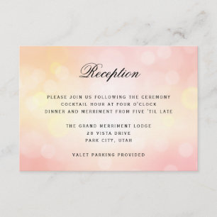 Carte D'accompagnement RÉCEPTION DE MARIAGE Luxe Paillettes Bokeh Rose Lu
