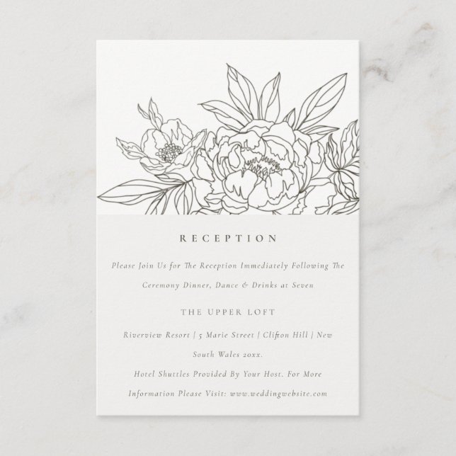 Carte D'accompagnement Réception de mariage minimal chic Brown floral (Devant)