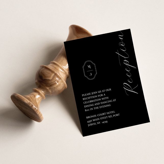 Carte D'accompagnement Réception de mariage minimale en noir et blanc (Créateur téléchargé)