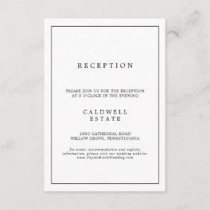 Carte D'accompagnement Réception de mariage minimaliste de typographie