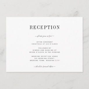 Carte D'accompagnement Réception de mariage minimaliste noir et blanc élé