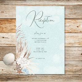 Carte D'accompagnement Réception de mariage moderne Aqua Ocean Shells