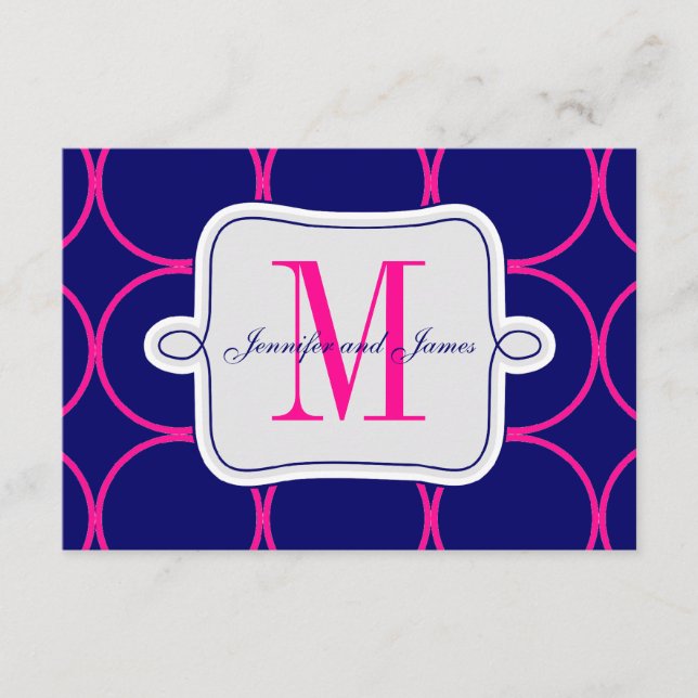 Carte D'accompagnement Réception de mariage moderne bleu fuchsia #2 (Devant)