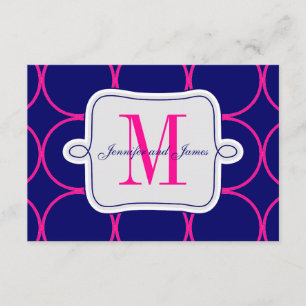 Carte D'accompagnement Réception de mariage moderne bleue fuchsia #2