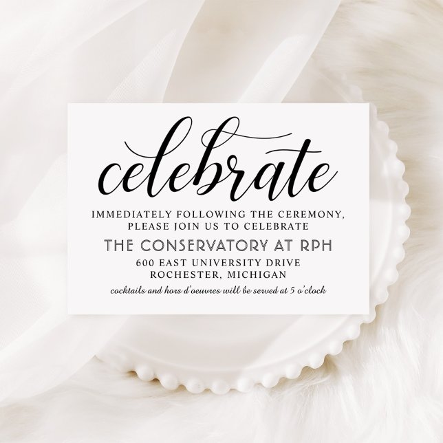 Carte D'accompagnement Réception de mariage moderne en noir et blanc (Créateur téléchargé)