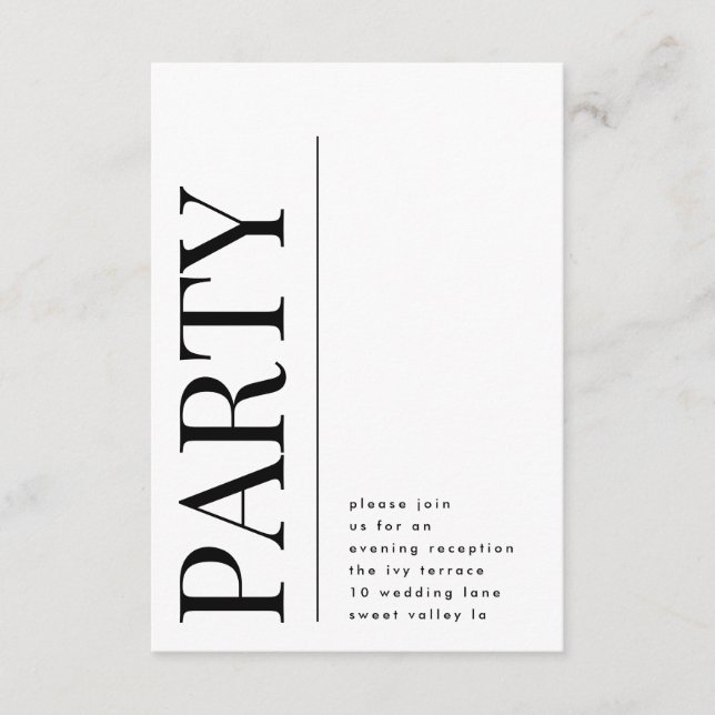 Carte D'accompagnement Réception de mariage moderne Gras Big Party (Devant)