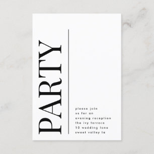 Carte D'accompagnement Réception de mariage moderne Gras Big Party