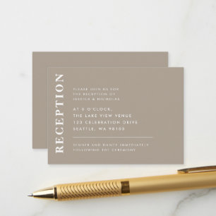 Carte D'accompagnement Réception De Mariage Moderne Gris Olive Minimal
