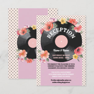 Carte D'accompagnement Réception de mariage Musique Record Mariage Floral