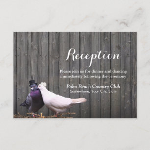 Carte D'accompagnement Réception de mariage oiseaux d'amour en bois de gr