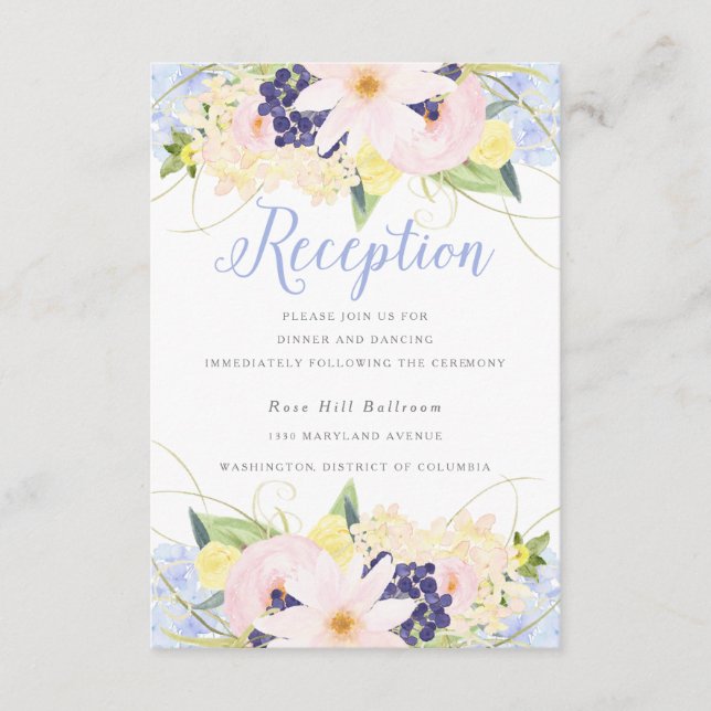 Carte D'accompagnement Réception de mariage printanier floral vintage (Devant)