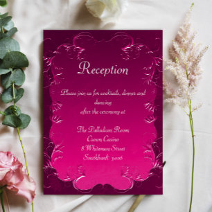 Carte D'accompagnement Réception De Mariage Rose En Fils De Damas Ornemen