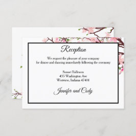 Carte D'accompagnement Réception de mariage rose pour fleurs de cerisiers