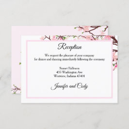Carte D'accompagnement Réception de mariage rose pour fleurs de cerisiers