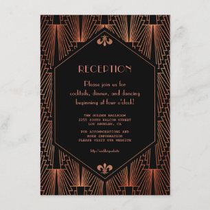Carte D'accompagnement Réception de mariage Royal Gold Black Great Gatsby