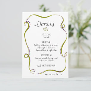 Carte D'accompagnement Réception de mariage rustique aquarelle italienne