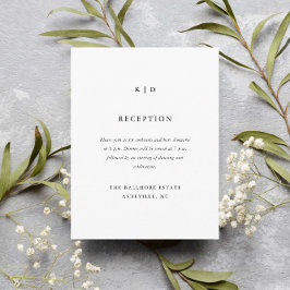 Carte D'accompagnement Réception de mariage simple en noir et blanc