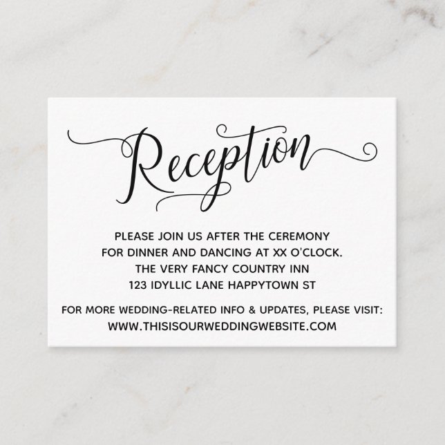 Carte D'accompagnement Réception De Mariage Simple Et Élégante (Devant)