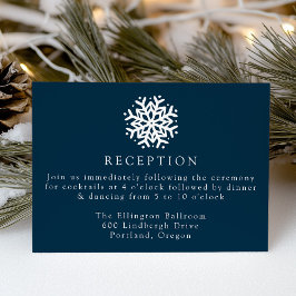 Carte D'accompagnement Réception de mariage simple flocon de neige marine