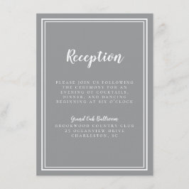 Carte D'accompagnement Réception De Mariage Simple Gris Chic Cadre Blanc