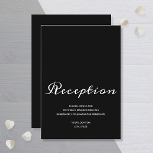 Carte D'accompagnement Réception de mariage simple noir et blanc à petit 