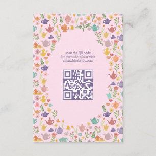 Carte D'accompagnement Réception de mariage Tea Party Code QR personnalis