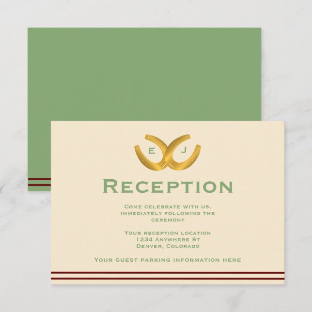 Carte D'accompagnement Réception de mariage Western Horseshoes (Devant / Derrière)