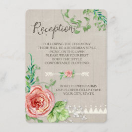Carte D'accompagnement Réception de pique-nique BOHO Roses de Babys respi