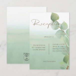 Carte D'accompagnement Réception Eucalyptus Laver Aquarelle Verte