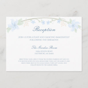 Carte D'accompagnement Réception florale bleue de guirlande