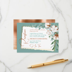 Carte D'accompagnement Réception Florale en coton blanc tendance en cuivr