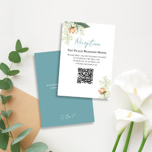 Carte D'accompagnement Réception mariage - Bleu Poche Code QR RSVP