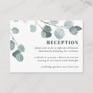 Carte D'accompagnement Réception Mariage Eucalyptus Dollar Argent