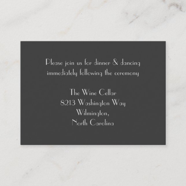 Carte D'accompagnement Réception Monogramme Gris Moderne Plaques d'insert (Devant)