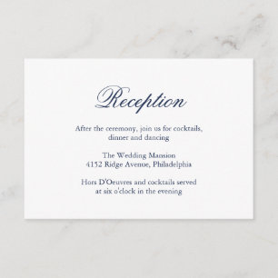 Carte D'accompagnement Réception officielle simple et élégante Mariage bl