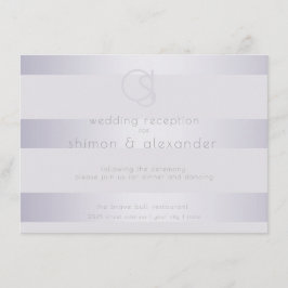 Carte D'accompagnement Réception | Violet Silver Shimmer Stripe Monogram2