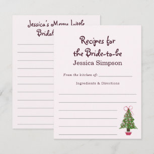 Carte D'accompagnement Recette Arbre de Noël Fête de Mariage d'Hiver