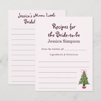Carte D'accompagnement Recette Arbre de Noël Fête de Mariage d'Hiver