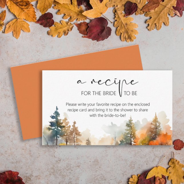Carte D'accompagnement Recette d'automne rustique Woodland pour la mariée (Créateur téléchargé)