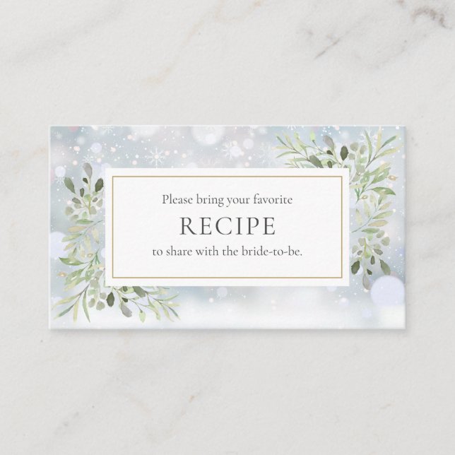 Carte D'accompagnement Recette de Baby Shower hivernal avec feuillage per (Devant)