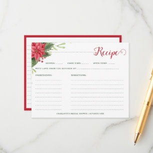 Carte D'accompagnement Recette de la douche de mariée hivernale Poinsetti