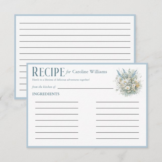 Carte D'accompagnement Recette de marguerites rustiques et Fête des marié (Devant / Derrière)