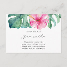 Carte D'accompagnement Recette D'Hibiscus Floral Rose Pour La Mariée