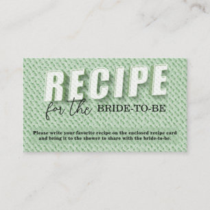 Carte D'accompagnement Recette Élégante Rétro Sage Pour La Future Mariée