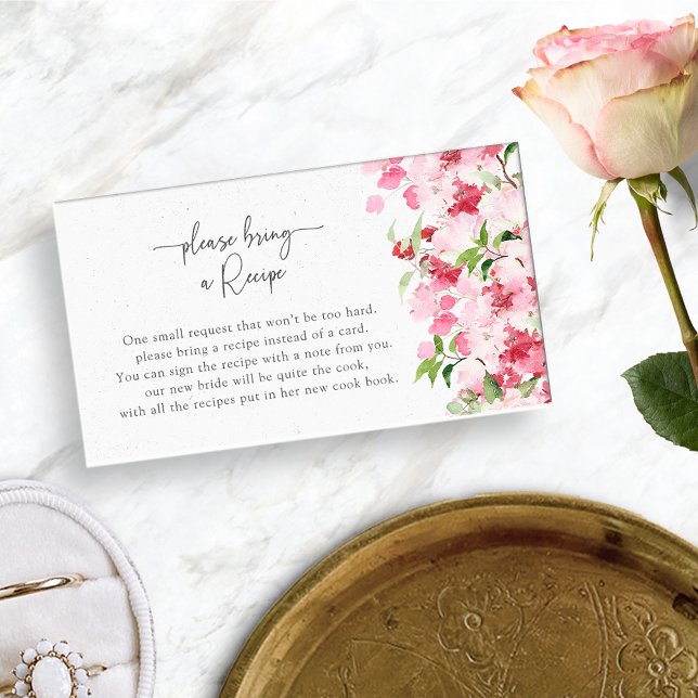 Carte D'accompagnement Recette florale (Red and Pink Roses Floral Recipe Enclosure Card for Bridal Shower by Painted Paperie
)