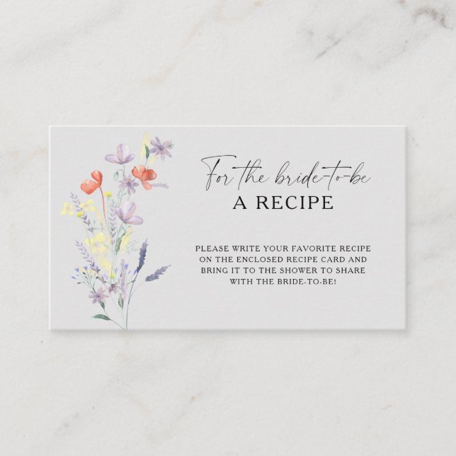 Carte D'accompagnement Recette florale boho pour la future mariée (Devant)