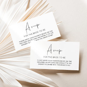 Carte D'accompagnement Recette minimaliste pour la future mariée