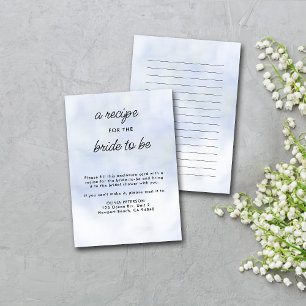 Carte D'accompagnement Recette pour Bride Cloud 9 Fête des mariées bleue