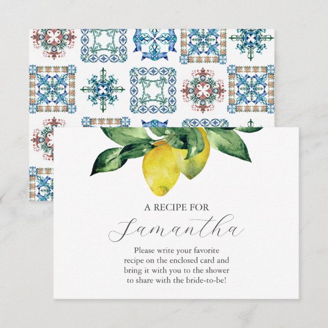 Carte D'accompagnement Recette Pour La Mariée (Devant / Derrière)